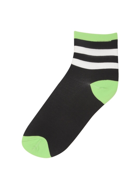 

FOREVER 21 Women Black & Green Colorblocked Ankle-Length Socks