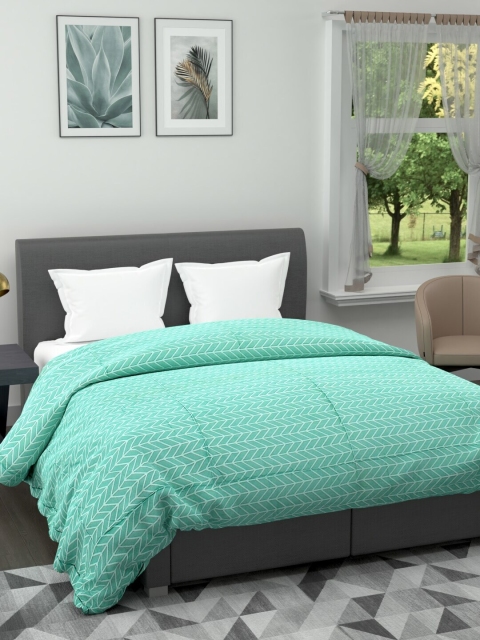 

A Homes Grace Sea Green Geometric Microfiber AC Room 300 GSM Double Bed Comforter