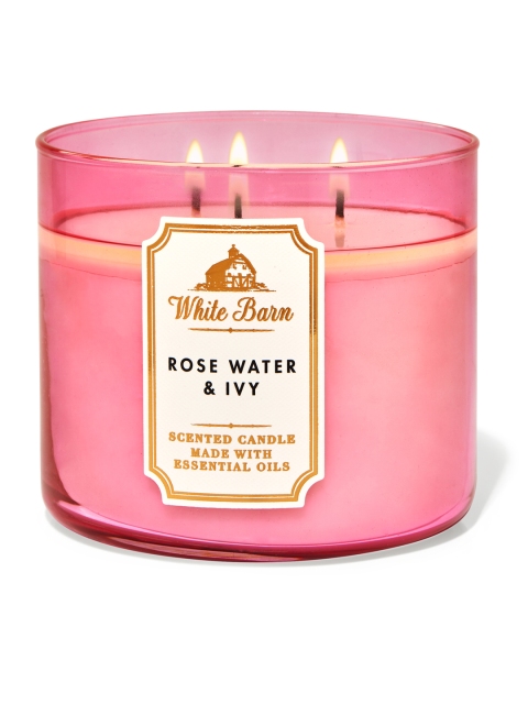 

Bath & Body Works Rose Water & Ivy 3-Wick Scented Candle 411g, Pink