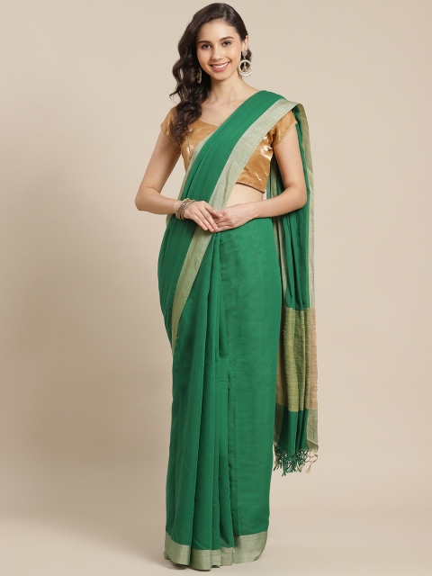 

ADITRI Green Pure Cotton Handloom Saree