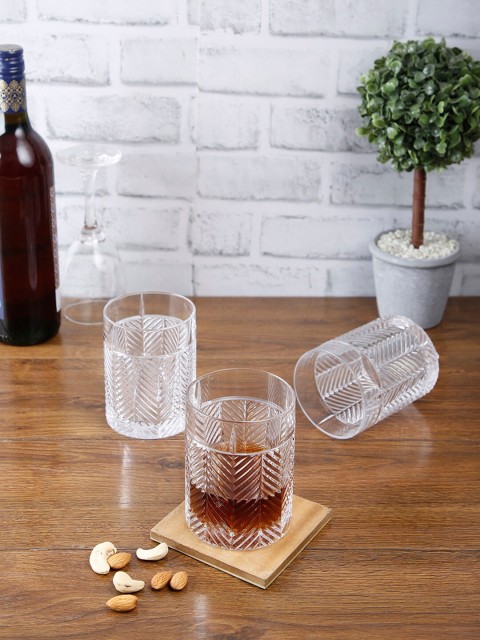 

Nachtmann Set Of 6 Transparent Textured Fishbone Whisky Glasses