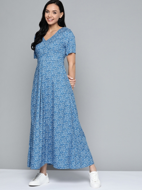 

Mast & Harbour Blue & White Floral Print Maxi Dress