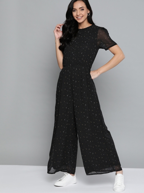 

Mast & Harbour Black & White Printed Basic Jumpsuit