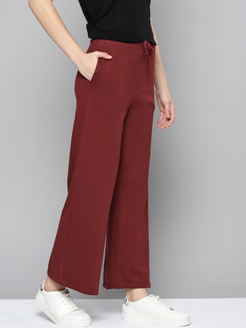 

Mast & Harbour Women Maroon Solid Flared Track Pants