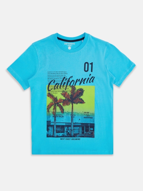 

Pantaloons Junior Boys Blue Typography Printed Pure Cotton T-shirt