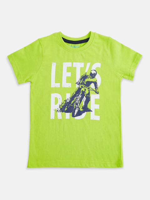 

Pantaloons Junior Boys Green and White Typography Printed T-shirt
