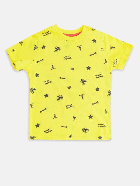 

Pantaloons Junior Boys Yellow and Black Conversational Printed T-shirt