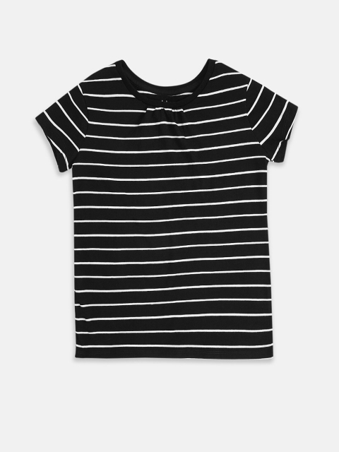 

Pantaloons Junior Girls Black Striped T-shirt