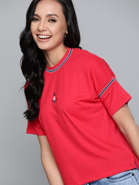 

Mast & Harbour Women Pink Drop-Shoulder Sleeves T-shirt