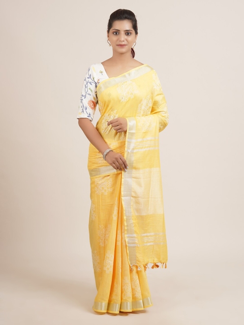 

Pothys Yellow & White Floral Saree