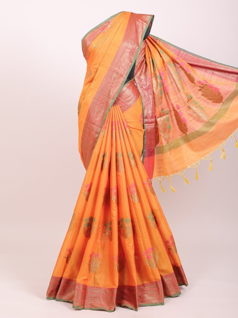 

Pothys Orange & Pink Woven Design Zari Detail Saree