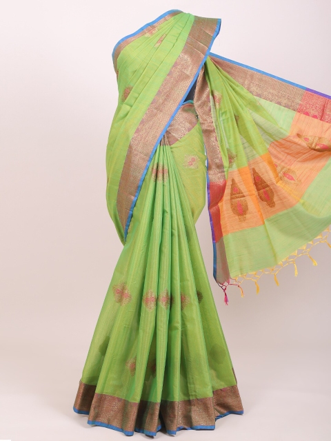 

Pothys Green & Gold-Toned Ethnic Motifs Saree