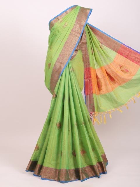 

Pothys Green & Orange Ethnic Motifs Saree
