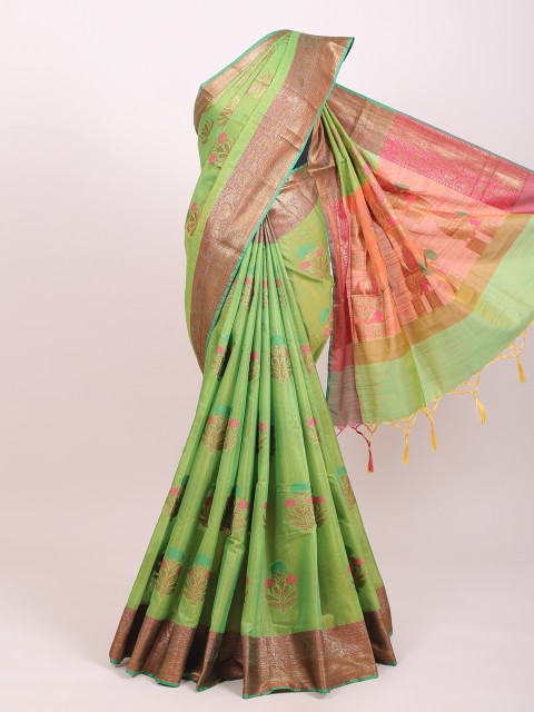 

Pothys Green & Pink Woven Design Zari Detail Saree