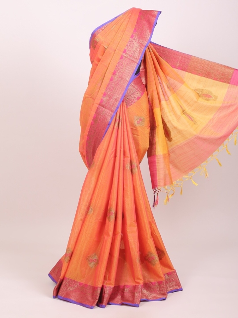 

Pothys Orange & Pink Floral Woven Design Saree