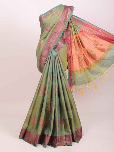 

Pothys Green & Pink Woven Design Zari Saree