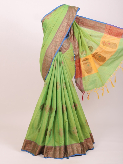 

Pothys Green & Brown Woven Design Saree