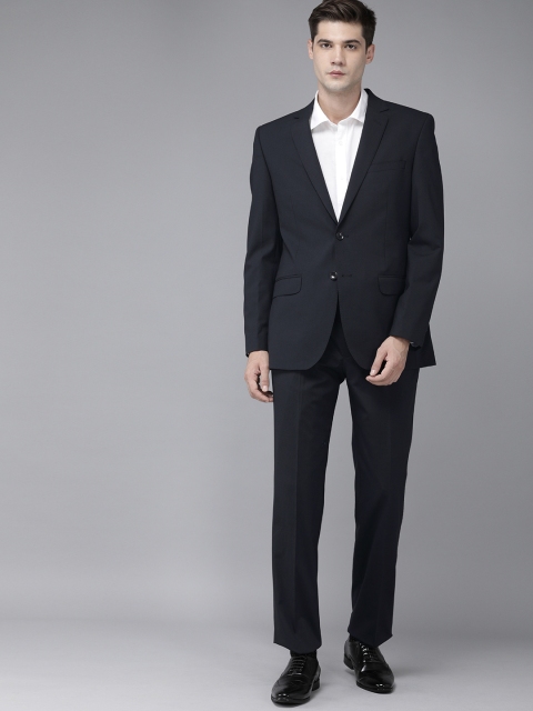 

Park Avenue Men Blue Solid Single-Breasted Formal Suit