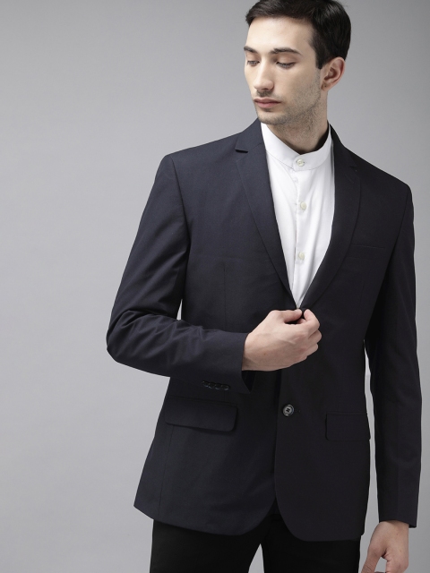 

Park Avenue Men Navy Blue Solid Slim Fit Single-Breasted Formal Blazer
