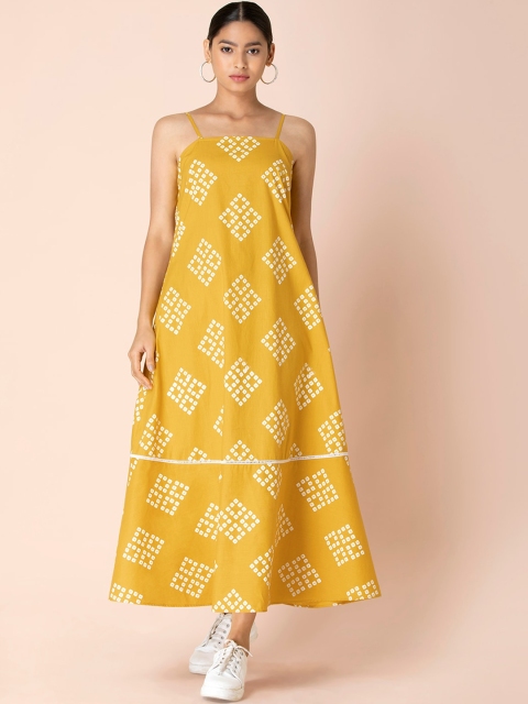 

Earthen BY INDYA Yellow Geo Lacy Strappy Maxi Dress
