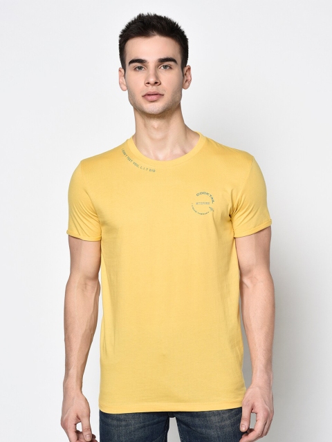 

Octave Men Yellow Typography Printed T-shirt