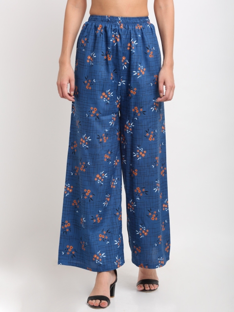 

NEUDIS Women Blue & Orange Floral Printed Palazzos