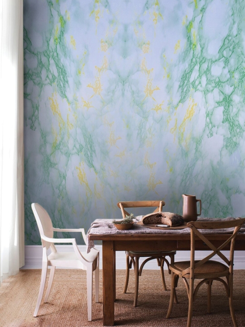 

Jaamso Royals Green & Blue Printed Self-Adhesive & Waterproof Wallpaper