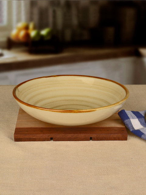 

StyleMyWay Beige Textured Ceramic Serving Bowl