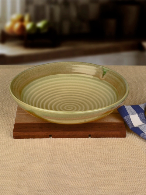 

StyleMyWay Green Spiral Handcrafted Ceramic Shallow Serving Bowl