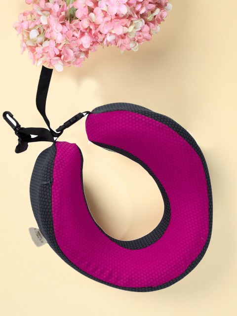 

YOYOSO Pink & Black Colourblocked U-Shape Sporty Look Travel Pillow