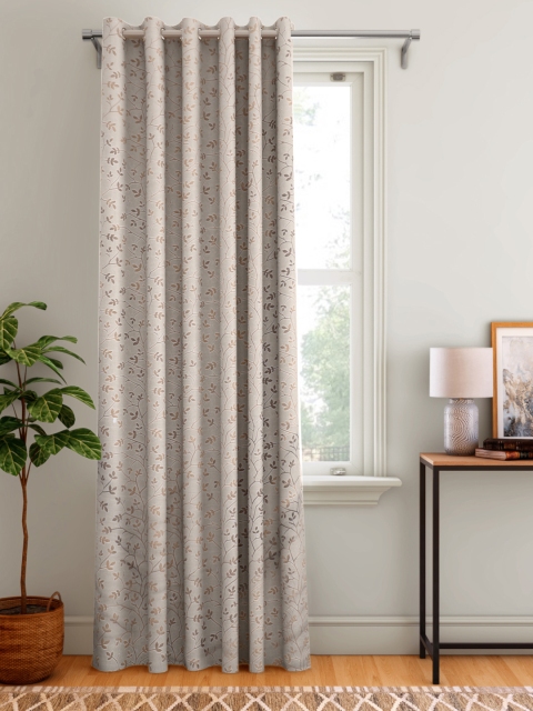 

Aura Light Beige & Copper Floral Patterned Single Door Curtain