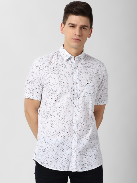 

Peter England Casuals Men White Slim Fit Printed Pure Cotton Casual Shirt