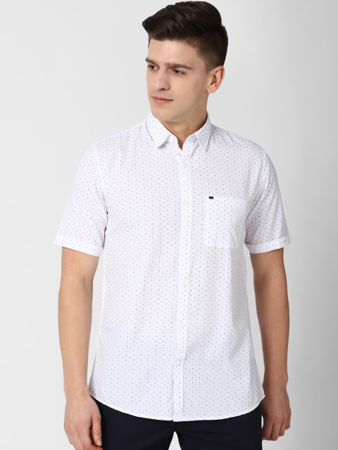 

Peter England Casuals Men White Slim Fit Printed Pure Cotton Casual Shirt