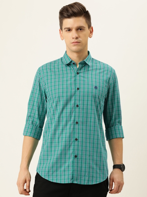 

PETER ENGLAND UNIVERSITY Men Blue & Black Checked Slim Fit Casual Shirt