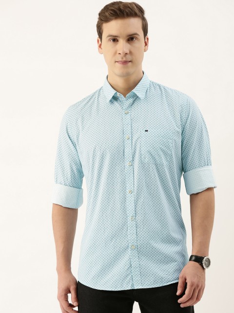 

Peter England Casuals Men Blue & Black Slim Fit Printed Pure Cotton Shirt