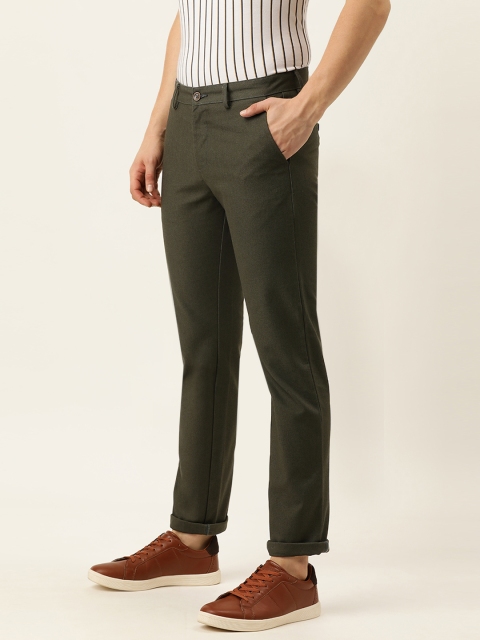 

Peter England Casuals Men Olive Green Slim Fit Trousers