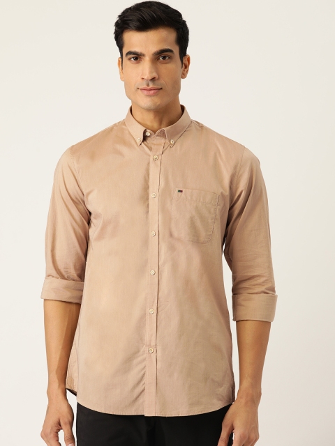 

Peter England Casuals Men Khaki Pure Cotton Slim Fit Solid Casual Shirt