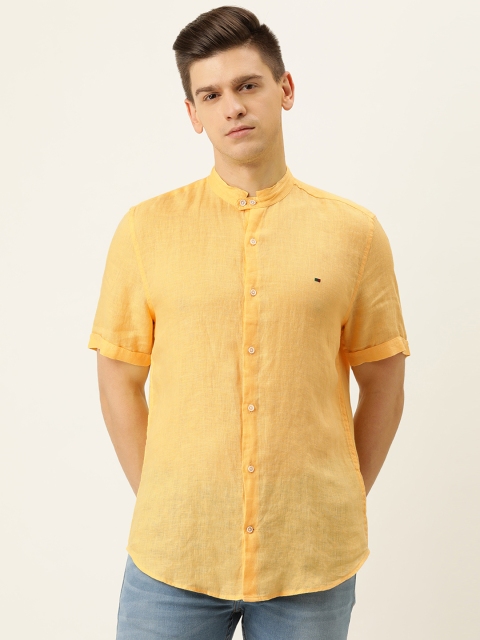 

Peter England Casuals Men Yellow Linen Super Slim Fit Casual Shirt