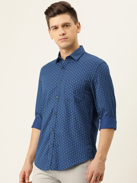 

Peter England Casuals Men Navy Blue Cotton Ethnic Motifs Print Casual Shirt