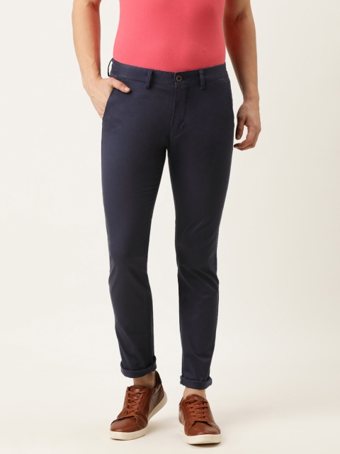 

PETER ENGLAND UNIVERSITY Men Navy Blue Slim Fit Trousers