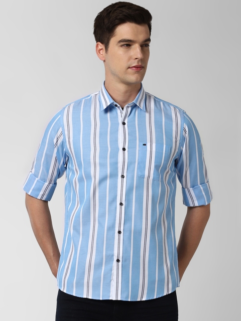 

Peter England Casuals Men Blue Slim Fit Striped Casual Shirt