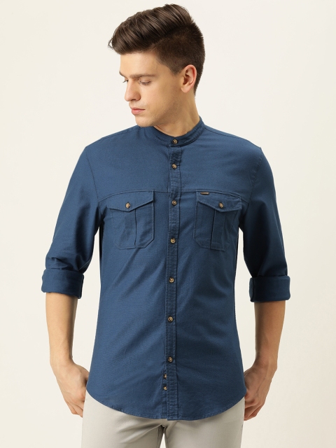 

Peter England Casuals Men Navy Blue Super Slim Fit Casual Shirt
