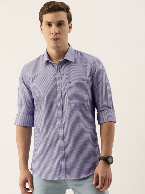 

Peter England Casuals Men Blue Slim Fit Cotton Striped Casual Shirt