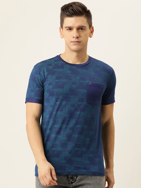 

Peter England Casuals Men Navy Blue Printed T-shirt