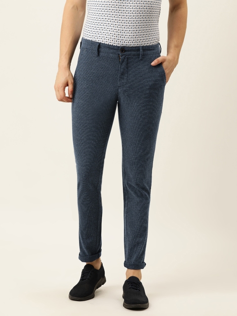 

Peter England Casuals Men Navy Blue Slim Fit Trousers