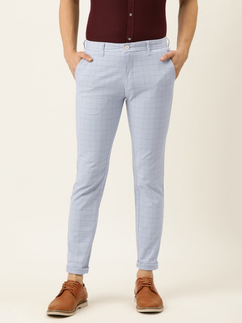 

Peter England Casuals Men Blue Checked Slim Fit Trousers