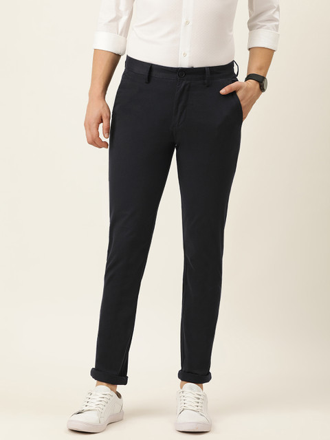 

Peter England Casuals Men Black Solid Slim Fit Trousers