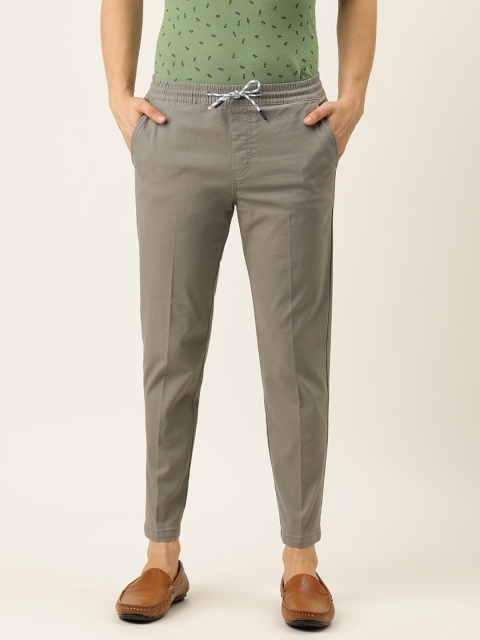 

Peter England Casuals Men Green Carrot Fit Cropped Trousers