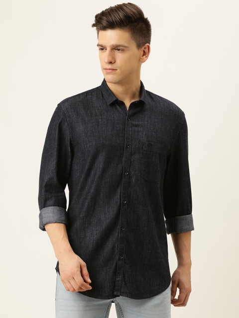 

PETER ENGLAND UNIVERSITY Men Charcoal Black Solid Slim Fit Casual Shirt