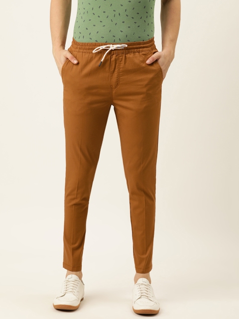 

Peter England Casuals Men Brown Carrot Fit Cropped Trousers